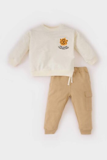 Boys' Baby 2-Piece Set - Printed Sweatshirt with Crew Neck and Elastic Waist Jogger Pants