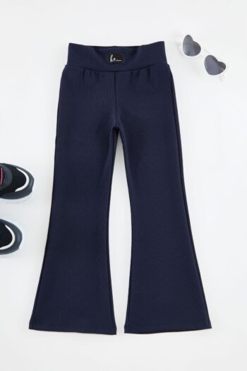 TRENDYOLKIDS Navy Blue Girls' Plain Knitted Leggings TKDSS24TA00007