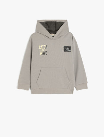 Boys' Cotton Hoodie with Long Sleeves and Oversized Slogan Print Sweatshirt