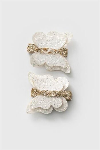 Silver Butterfly Double Hair Clip for Girls