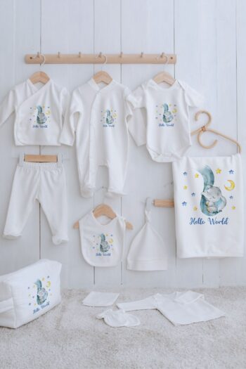 Tuğba Kuğu Organic 11-Piece Hospital Set - For Baby - Sleeping Blue Elephant