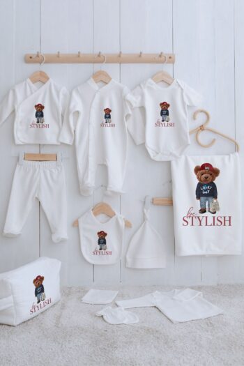 Tuğba Kuğu Organic 11-Piece Hospital Exit Set - Pure Baby - Sporty Bear