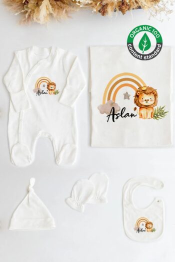 Lilabio 100% Organic Personalized 5-Piece Hospital Gift Set - Lion