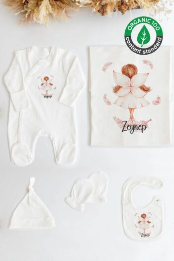 Lilabio 100% Organic Special Name 5-Piece Hospital Departure Romper Set Fairy