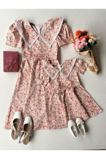 MY LITTLE BOUTIQUE Vintage Large Collar Powder Floral Flared Mother-Daughter Children's Dress Set (SOLD AT A SINGLE PRICE)