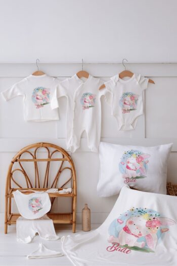 Lilabio 100% Organic Customized Name 10-Piece Bunny Hospital Exit Set