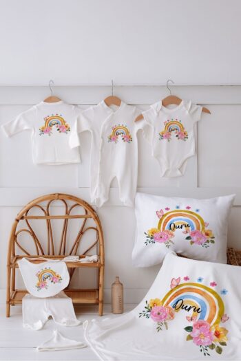 Lilabio 100% Organic Customized Name 10-Piece Hospital Exit Rainbow