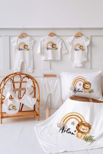 Lilabio 100% Organic Custom Name Summer Hospital Exit Pack - Lion (10 Pieces)