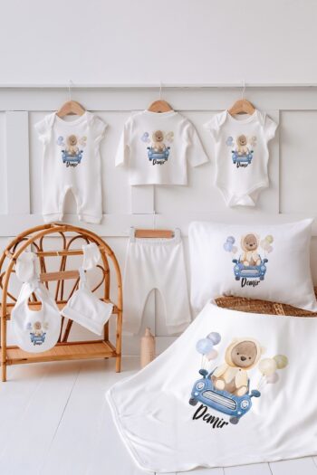 Lilabio 100% Organic Personalized Summer Hospital Exit Gift Set with 10 Bear Designs