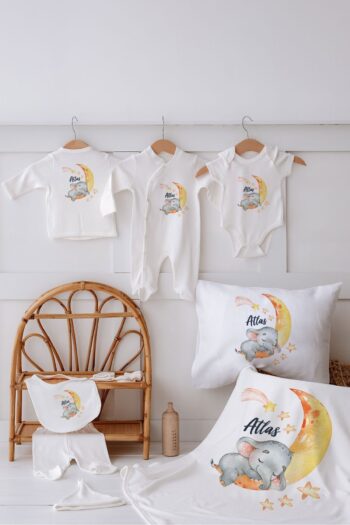 Lilabio 100% Organic Custom Name Hospital Exit Set 10 Pieces Elephant