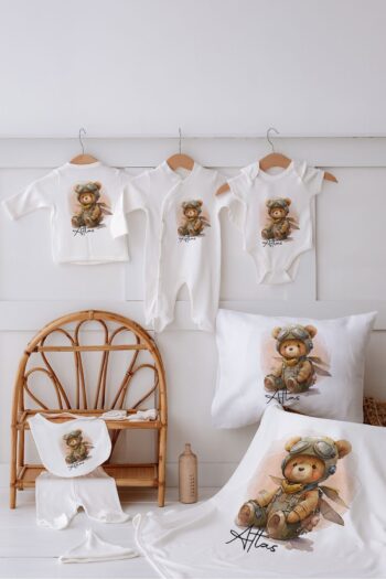 Lilabio 100% Organic Personalized Bear Hospital Departure Set of 10