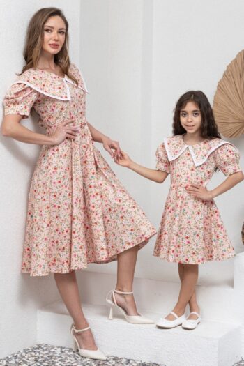 MY LITTLE BOUTIQUE Vintage Pink Floral Collared Poplin Midi Dress (SOLD SEPARATELY)