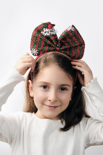 Red Green Striped Girl's Christmas Crown