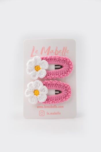 Pink Knit Flower 2-Piece Hairpin Set