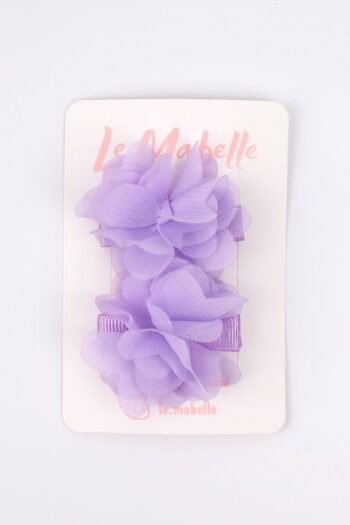 Lila 2-Piece Tulle Flower Hair Clip Set for Girls