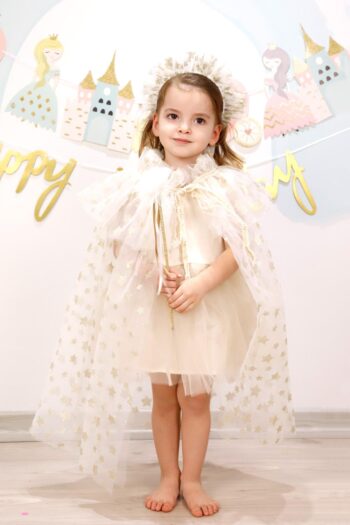 White Star Printed Girl's Star Cape Wand and Crown Set