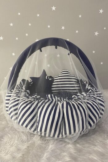 سرير أطفال Jaju Baby Nest Navy Stripe قابل للتمدد - سجادة لعب قابلة للطي - سرير أطفال Jaju-babynest Co-Sleeper