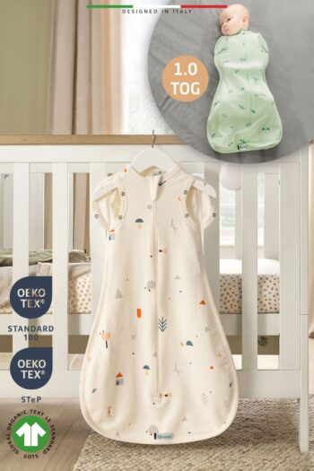 Elele Baby Swaddle Sleep Bag 1 Tog Cream Mono