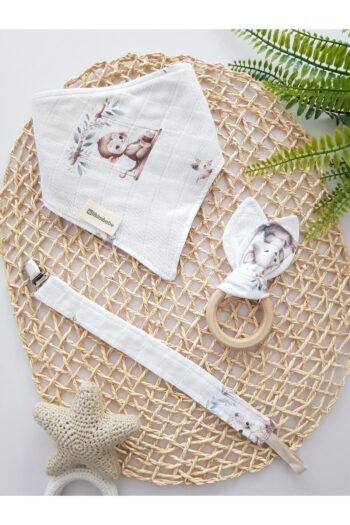 ilkimbebe Baby Bib, Pacifier Chain, and Wooden Teether Set