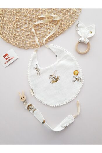 ilkimbebe Baby Bib, Pacifier Chain, and Wooden Teether Set