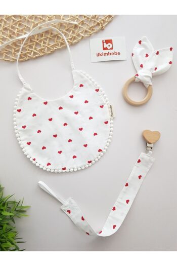 ilkimbebe Baby Bib, Pacifier Chain, and Wooden Teether Set