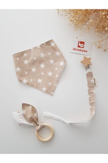 ilkimbebe Baby Feeding Bib, Pacifier Chain, and Wooden Teether Set