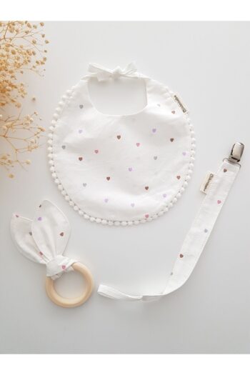ilkimbebe Baby Bib, Pacifier Chain, and Wooden Teether Set