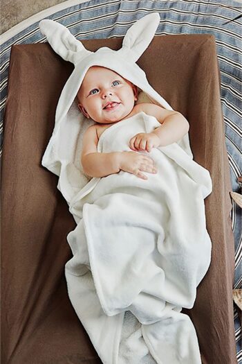 Alpar Textile Outlet 100% Cotton Soft Baby/Boy-Girl Newborn Bath Towel with Ears - Cream