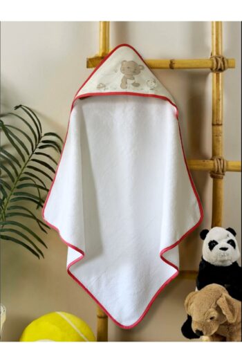 Alpar Tekstil Cotton Soft Baby Bath Towel Wrap with Red Trim / Teddy Bear