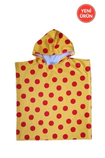 PAMUK HANIM Soft Bamboo Boy-Girl Beach, Sea, Pool Towel Poncho Polka Dot / Yellow-Red Galatasaray