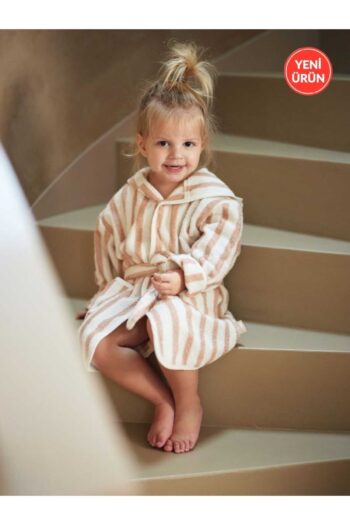 PAMUK HANIM Cotton Soft Unisex Kids' Striped/Pink Towel Bathrobe