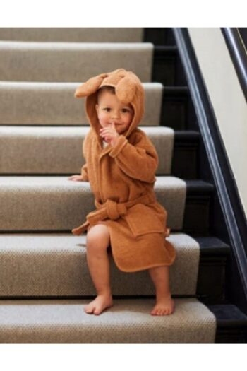 PAMUK HANIM 100% Cotton Soft Unisex Children's Towel Bathrobe with Ears - Bunny/Tan