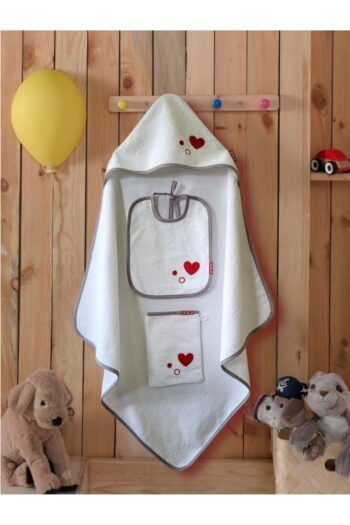 COTTON LADY 3-piece set Soft Cotton Baby Bath Towel Swaddle for Newborns - White/Heart Design