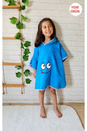 COTTON SOFT TOWEL for Boys and Girls Beach, Pool, Bath Hooded Poncho BLUE/EYES