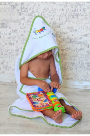 منتج تصدير من Mothercare منشفة استحمام ناعمة من القطن للأطفال حديثي الولادة من الأولاد والبنات باللون الأبيض/السلحفاة