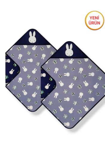 Mothercare 2-Piece Cotton Baby Bath Towel Swaddle Set for Boys and Girls - Print/Navy Blue