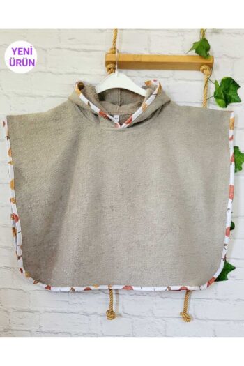 COTTON GIRL-BOY KIDS BEACH, POOL HOODED TOWEL PONCHO 4-6 YEARS / BROWN