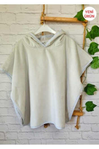 PAMUK HANIM Soft Cotton Hooded Towel Poncho for Boys and Girls - Beach, Pool, Bath - STONE COLOR