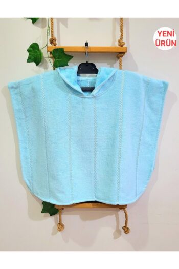 COTTON HANIM Hooded Cotton Beach-Pool Towel Poncho for Girls and Boys / Turquoise