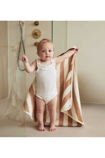 PAMUK HANIM OUTLET Cotton Baby Bath Towel Swaddle for Newborns - Striped/Pink