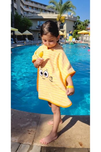 COTTON LADIES Cotton Hooded Towel for Boys and Girls Beach, Pool, Poncho Gaze/Orange