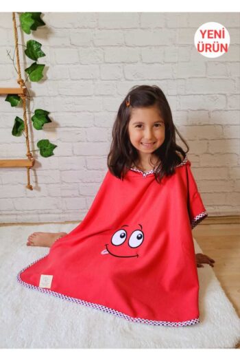 PAMUK HANIM Cotton Soft Towel for Boys and Girls, Beach, Pool, Bath Hooded Poncho RED / EYE