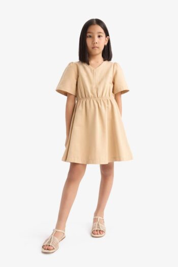 Standard Fit Gabardine Short Sleeve Dress