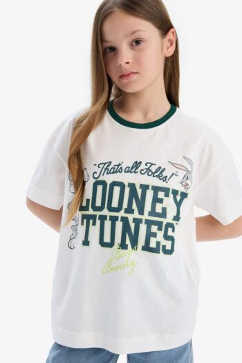 Looney Tunes Girls' Oversized Loose Fit Short Sleeve T-Shirt with Crew Neck