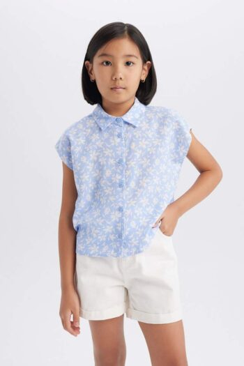 Girls' Cotton Floral Short Sleeve Crop Top