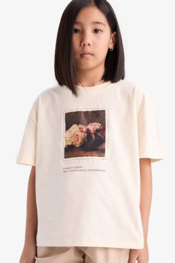 Girls' Oversized Loose Fit Crew Neck Short Sleeve T-Shirt