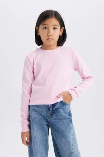 Girl's Slim Fit Fitted Crew Neck Long Sleeve T-Shirt