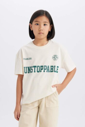 Girls' Relax Fit Printed Short Sleeve Bicycle Neck T-Shirt