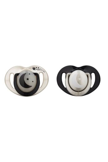 Mamajoo Sterilization & Storage Box with Silicone Orthodontic Pacifiers Pearl & Black / Day-Night 6 Months.
