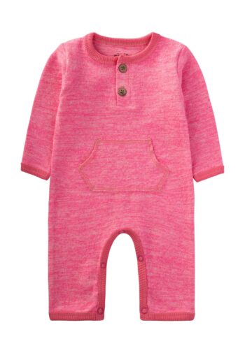 Melange Kangaroo Pocket Jumpsuit 0-3 Years Pink Melange